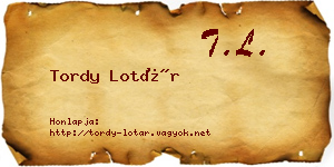 Tordy Lotár névjegykártya